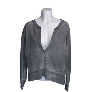 Intimately Free People Deep V Burnout Long Sleeve Tee Soft Womens XS